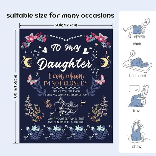 Miniatura 3 de BeneCharm Regalos para hija de mamá papá en Navidad, manta antibolitas para hija adulta, regalo de cumpleaños, 50 x 60 pulgadas