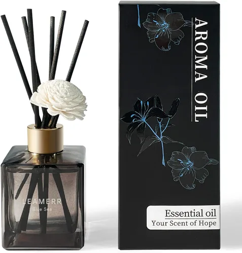 Juego de difusor de junco, 6.1 oz (6.1 fl oz), difusor perfumado de mar azul con varillas de larga duración para el hogar, habitación, oficina,