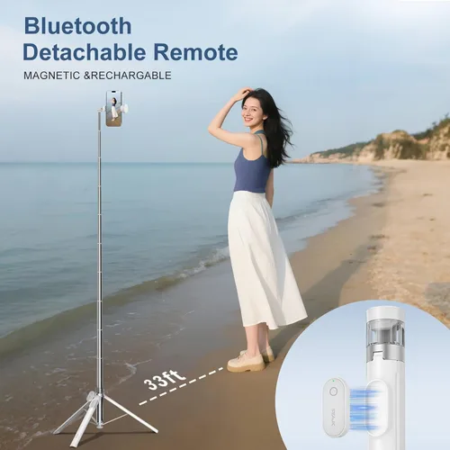 Miniatura 7 de Trípode automático para teléfono de 66" con control remoto, trípode para teléfono celular para grabación de video de iPhone y transmisión en vivo