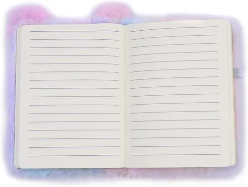 Miniatura 6 de BOLLEY JOSS Lovely Animal Notebook Kids Plush Diary for Girls Women Teens Cute Cat Fuzzy Journal Writing Pad A6 Ruled 160 Pages