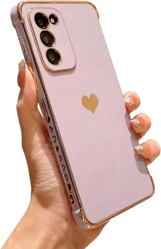 Miniatura 60 de phylla Funda de teléfono compatible con Samsung Galaxy A12 de 6.5 pulgadas, lindo corazón chapado en oro, elegante funda de lujo para mujer