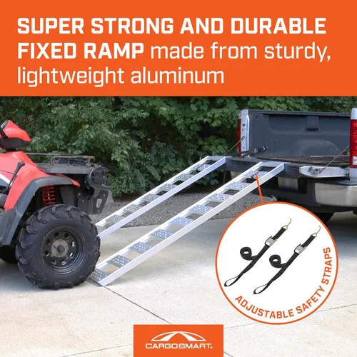 Miniatura 7 de CARGOSMART Rampa fija recta de aluminio con peldaños (2 unidades) - Carga y descarga de equipos ligeros, tractores de césped, ATV y más, capacidad