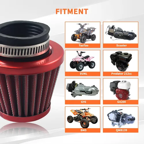 Miniatura 5 de Filtro de aire de 38 mm rojo Kit de inducción de entrada universal para GY6 50cc QMB139 Taotao Sunl BMS Lance Wildfire Motoneta Scooter Predator