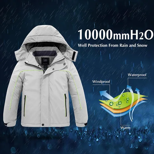 Miniatura 4 de ZSHOW Chaqueta de esquí impermeable para niño, abrigo de nieve con capucha, Nieve