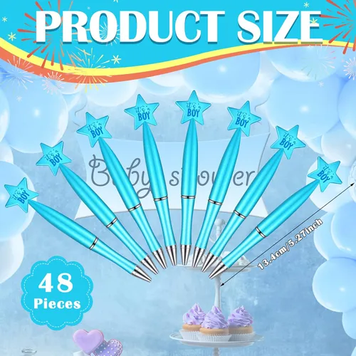 Miniatura 2 de Outus 48 bolígrafos azules para baby shower, bolígrafos a granel It's a Boy Favors Baby Supplies para invitados, regalos de anuncio de nacimiento
