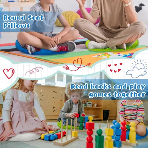 Miniatura 6 de Tinideya 24 Piezas Cojines Redondos de Suelo Almohadas de Suelo Cojines de Asiento de Meditación Asientos Flexibles para Adultos y Niños, Cojines