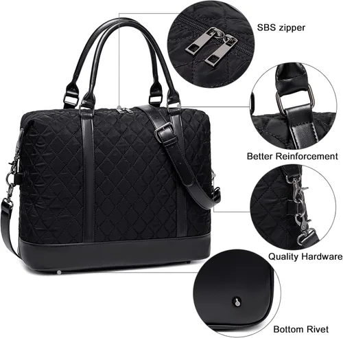 Miniatura 40 de BLUBOON Bolsas de viaje con cremallera, bolsa de lona para mujer, bolsa de fin de semana para mujer, bolsa de lona para llevar en la bolsa de lona