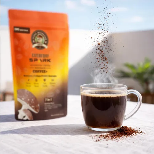 Miniatura 9 de Spark - Café instantáneo orgánico de hongos USDA – 30 porciones y 7.4 onzas – 7 hongos adaptogénicos – Café instantáneo para concentración