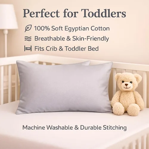 Miniatura 4 de COTTON STICH™ Juego de 2 fundas de almohada para niños pequeños de 12 x 16 pulgadas, 100% algodón de 600 hilos, fundas de almohada suaves y Gris