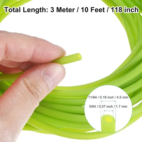 Miniatura 3 de M METERXITY Tubo de goma de látex natural, 5/64 pulgadas [0.067 in] ID x 11/64 pulgadas [0.177 in] OD Tubo de manguera de látex de 10 pies de Verde