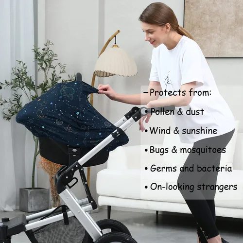 Miniatura 3 de Fundas de asiento de automóvil para bebés – Funda multiusos para lactancia, toldo para asiento de automóvil, cubiertas para cochecito de bebé