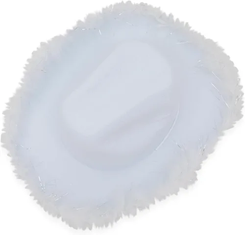 Miniatura 5 de Zodaca Sombrero de vaquero blanco para hombres y mujeres con plumas, sombrero de vaquera esponjoso de fieltro occidental para disfraz de Halloween