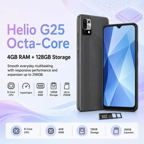 Miniatura 4 de UMIDIGI Teléfono celular desbloqueado, Power 5 Smartphone 4+128GB, Helio G25 Octa-Core 6150mAh, 6.53 teléfonos con pantalla HD con cámara