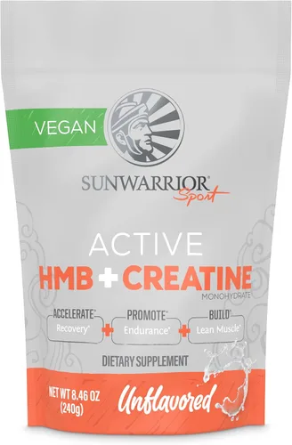 Sunwarrior Creatina HMB Monohidrato Polvo Recuperación Muscular, 8.47 oz Suplemento para antes del entrenamiento para hombres y mujeres, suplemento