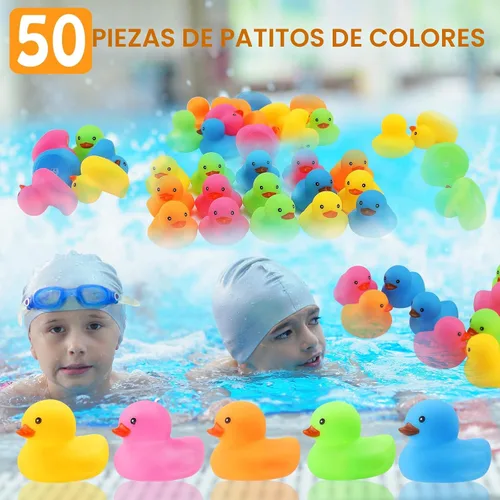 Miniatura 3 de 50 piezas de juguetes de baño de pato de goma, patos de baño multicolor a granel, pato flotante para bebé, juguete de baño para ducha, fiesta de 5