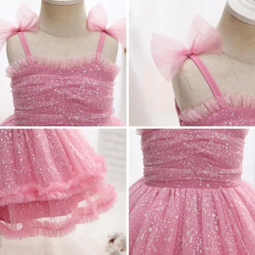 Miniatura 139 de IMEKIS Vestido de princesa de cumpleaños para niña pequeña, confeti brillante, bohemio, arco iris, pastel, sesión de fotos, traje para 1-6T