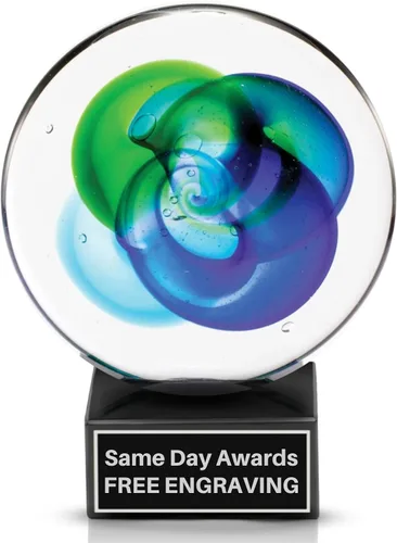 Miniatura 16 de Premio de Vidrio Artístico Soplado a Mano – Premio Elegante con Grabado Personalizado para Corporativo, Deportes, Jubilación, Reconocimiento