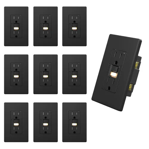 Miniatura 10 de AIDA Toma de corriente GFCI de 20 amperios, toma eléctrica de luz nocturna de autocomprobación, receptáculo resistente a manipulaciones con Blanco