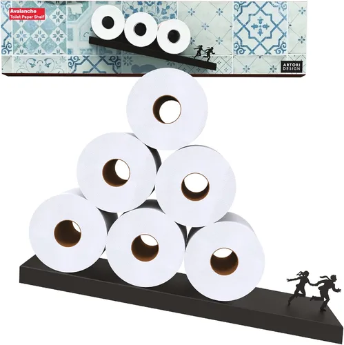 Artori - Estante flotante de papel higiénico – Decoraciones de pared de baño, soporte de papel higiénico de pared inclinado, organizador de