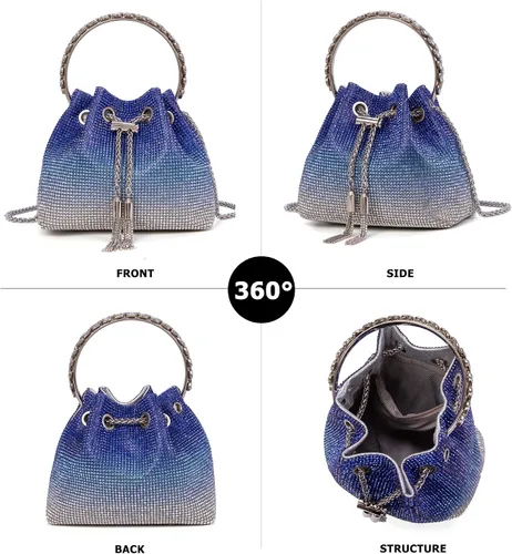 Miniatura 3 de Sweetovo Bolso de mano brillante con diamantes de imitación para mujer, bolso cruzado para noche, boda, fiesta, baile de graduación