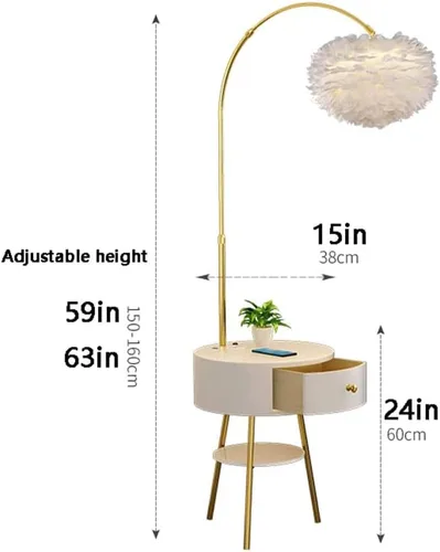 Miniatura 2 de EYPKPL Lámpara de poste vertical 2 en 1 lámpara de pie con mesa y carga inalámbrica mesita de noche lámparas de pie lámpara de poste lámpara de piso
