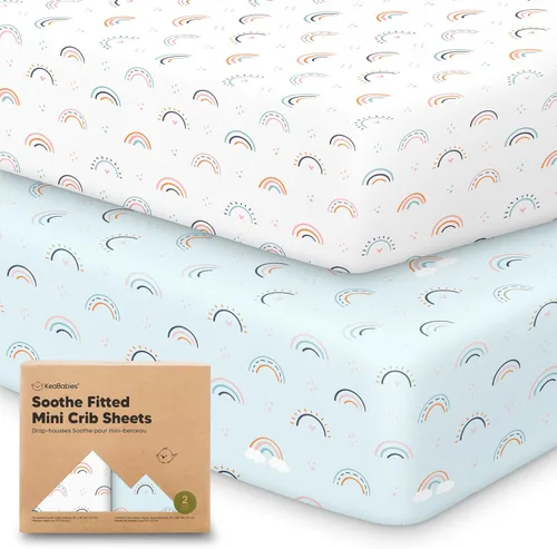 Miniatura 29 de 2 paquetes de sábanas ajustadas para mini cuna - 38x26 sábanas Pack N Play para colchón Pack and Play, algodón orgánico, ropa de cama transpirable