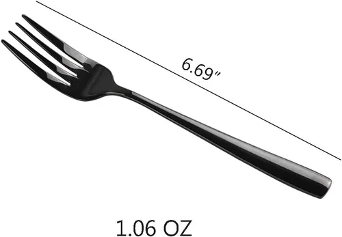 Miniatura 2 de Teyyvn Juego de 16 tenedores de postre/ensalada de acero inoxidable negro