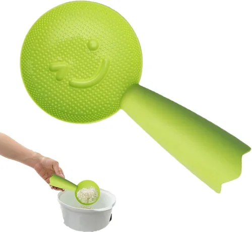 Miniatura 4 de Cuchara de arroz Bonita espátula para servir arroz con cara sonriente Paleta de arroz antiadherente con mango largo, soporte para servir arroz