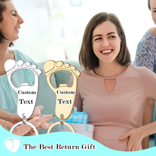 Miniatura 7 de 50 piezas personalizadas para baby shower, abrebotellas, llaveros de huellas, recuerdos de baby shower, regalos de devolución para invitados, vienen