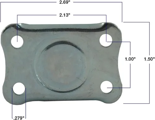 Miniatura 3 de Rueda de rodaja de goma resistente con placa superior rígida no giratoria - 2 pulgadas - capacidad de carga de 125 libras