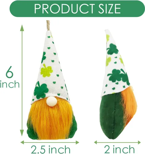 Miniatura 2 de Adornos para árbol del día de San Patricio, gnomos, decoración de árbol del día de San Patricio, adornos colgantes para relleno de felpa