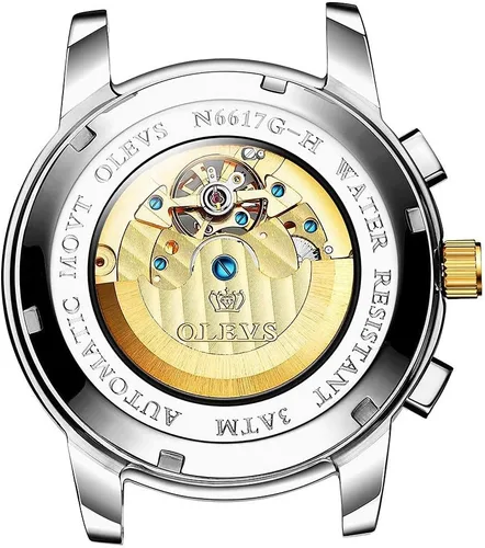 Miniatura 5 de OLEVS reloj mecánico automático, reloj de cuerda automático de lujo para hombre a prueba de agua, acero inoxidable.