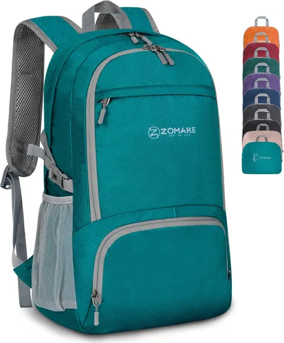 Miniatura 11 de ZOMAKE Mochila plegable ligera 30L, mochilas plegables para senderismo, mochila plegable compacta resistente al agua para viajes Naranja