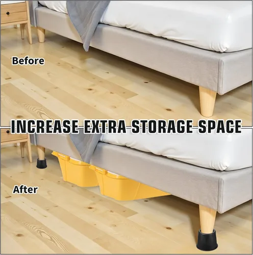 Miniatura 4 de Paquete de 9 elevadores de muebles de 4 pulgadas, elevadores de cama de 4 pulgadas, resistentes con almohadillas antideslizantes, soporta 1500