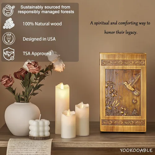 Miniatura 2 de Urna de Madera para Cenizas de Adultos Hombre y Mujer, Urnas de Cremación Grandes Hechas a Mano para Cenizas Humanas de Hombre y Mujer Adultos, Urna