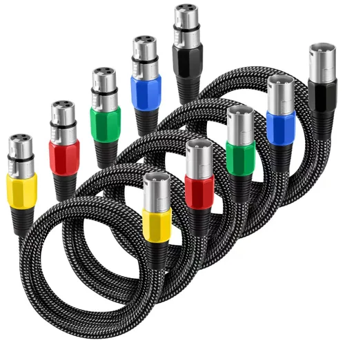 Miniatura 18 de Cable XLR KINXIYU 3 pies, cable de micrófono 3 Pin Nylong trenzado balanceado XLR macho a hembra, cables de parche de micrófono de servicio pesado