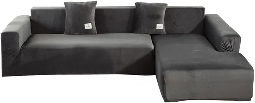 Miniatura 16 de Fundas de sofá modulares en forma de L, 2 fundas elásticas antideslizantes para sofá de 3 + 3 plazas, funda de sofá con fundas de almohada