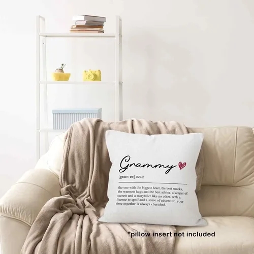 Miniatura 5 de Funda de almohada con definición de Grammy de 18 x 18 pulgadas, funda de almohada de cumpleaños para abuela, decoración cuadrada para el hogar