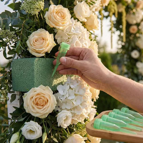 Miniatura 3 de Royal Imports Tubos de Agua Florales con Tapas – Viales de Flores de Plástico Verde de 2.5" para Rosas de Tallo Individual, Brotes, Ramos