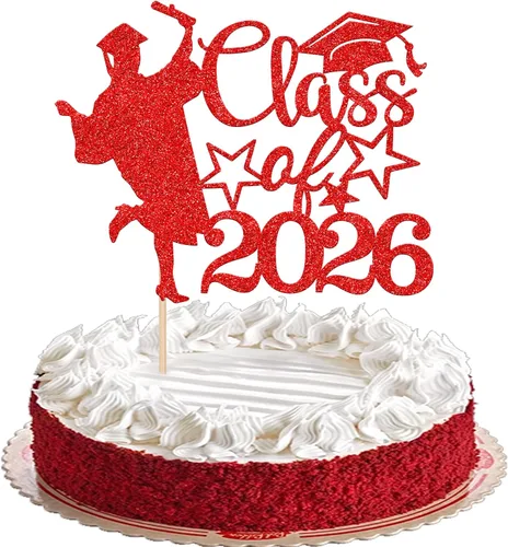 Miniatura 21 de 1 paquete de decoración para tarta de graduación para niña, con purpurina, para diploma, decoración para adultos mayores 2026, para niñas, escuela