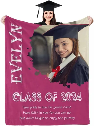 Miniatura 22 de D-Story Manta de franela personalizada para mujer, regalos de graduados, regalo de graduación de secundaria, regalos de graduación personalizados