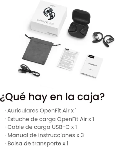 Miniatura 9 de SHOKZ OpenFit Air - Auriculares de oreja abierta, auriculares verdaderamente inalámbricos, resistentes al agua, ganchos seguros para uso diario