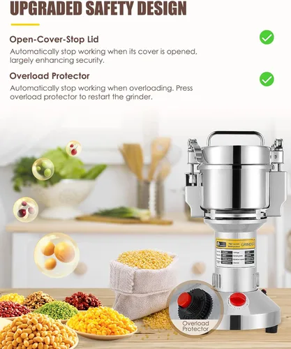 Miniatura 3 de CGOLDENWALL Molinillo eléctrico de grano de 10.58 oz, molinillo de especias mejorado, pulverizador de acero inoxidable para especias secas, hierbas