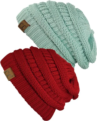 Miniatura 50 de Gorro a la moda de tejido suave abultado, cálido y elástico de C.C