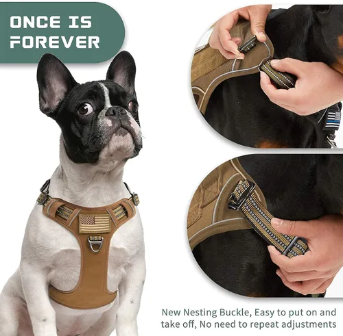 Miniatura 2 de BUMBIN Arnés para perros Medoum sin tirones, arnés táctico para perro, con asa, arnés de chaleco ajustable para perro, correa elástica de 6 pies