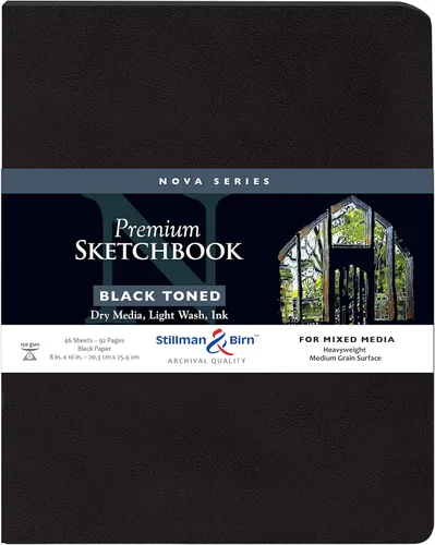 Miniatura 3 de Stillman & Birn Nova Series - Cuaderno de bocetos de tapa blanda negra, 3.5 x 5.5 pulgadas, 150 GSM (pesado), papel negro, superficie de grano medio