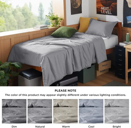 Miniatura 357 de Bedsure Juego de edredón Twin/Twin XL, ropa de cama suave beige para todas las estaciones, juego de cama teñido catiónico, 2 piezas, 1 edredón