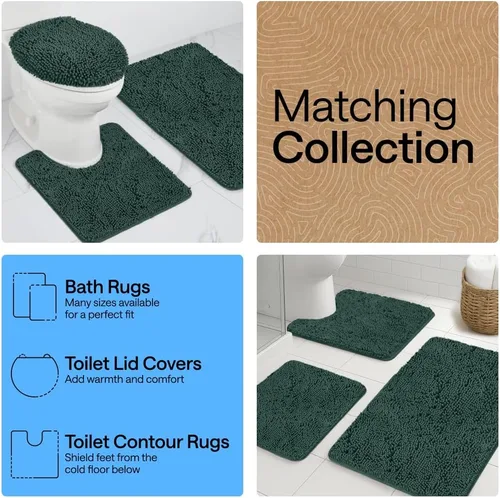 Miniatura 352 de Gorilla Grip - Tapete de baño de felpilla gruesa, suave y absorbente, secado rápido, de microfibra, con reverso de caucho, para piso de ducha, Nube