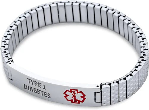 Miniatura 2 de Bling Jewelry Pulsera unisex personalizada de identificación médica de identificación médica para mujeres y adolescentes, acero inoxidable