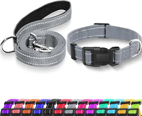 Miniatura 8 de collar reflectante para perros con hebilla de cierre de seguridad, collares de nailon ajustables, suaves y transpirables para perros pequeños